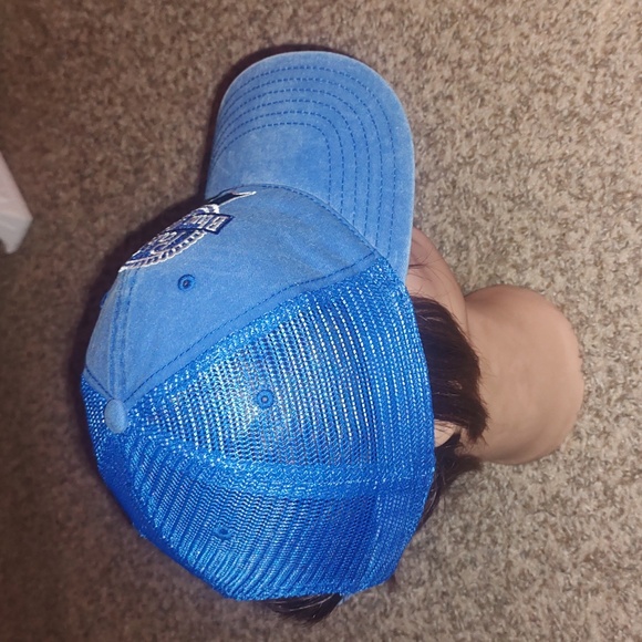 Pabst Blue Ribbon Beer Embroidered Blue Trucker Mesh Strapback Hat - Picture 6 of 9